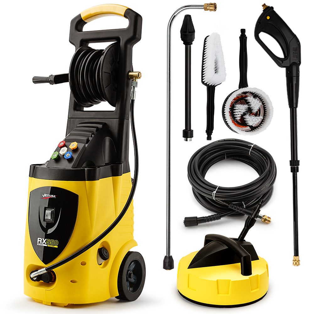 Outdoor Power Equipment: Jet-USA RX550 Electric High Pressure Washer 3500PSI Ultimate Pack, 5 Nozzles, Spin & Wheel Brush, Deck Cleaner, Turbo Head, Angled Lance, 30M Hose Reach