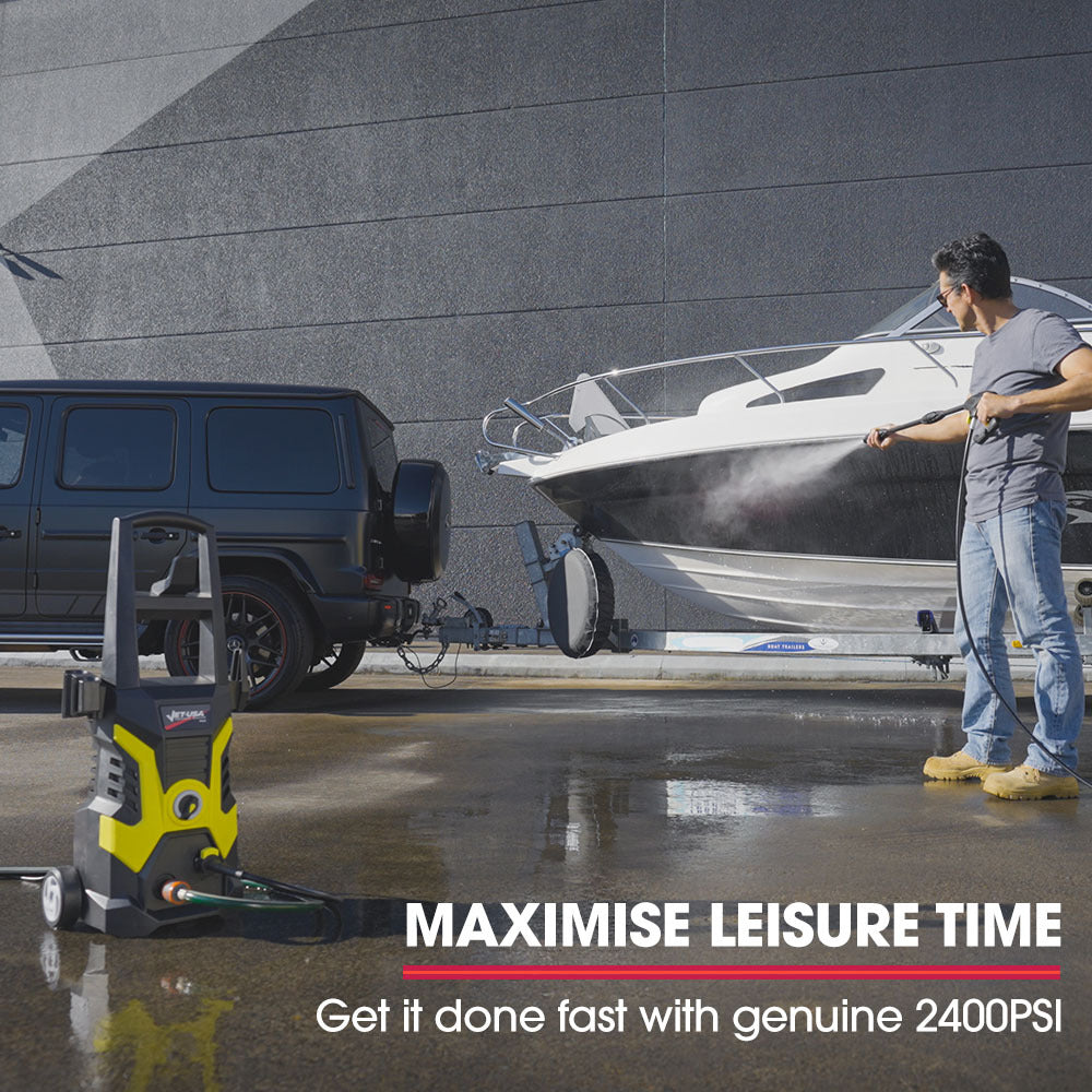 Outdoor Power Equipment: JET-USA RX530 Electric High Pressure Washer, 2400PSI 3 Nozzles, Brush Head Cleaner, Detergent Bottle