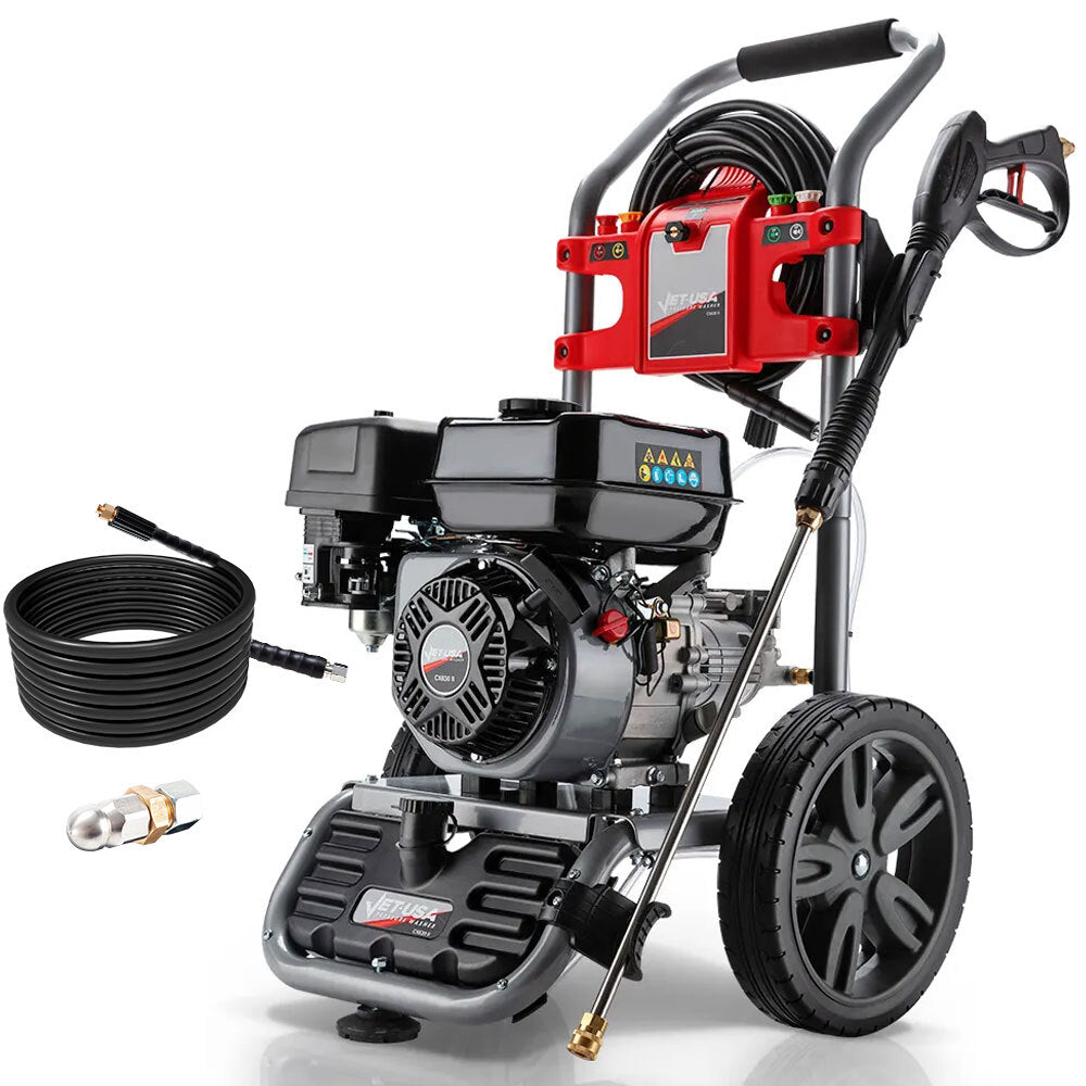 Outdoor Power Equipment: JET-USA 4800PSI Petrol Powered High Pressure Washer, w/ 30m Hose and Drain Cleaner - CX630