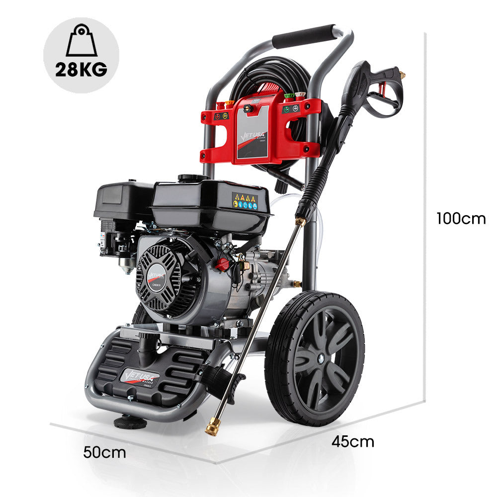 Outdoor Power Equipment: JET-USA 4800PSI Petrol Powered High Pressure Washer, w/ 30m Hose and Drain Cleaner - CX630