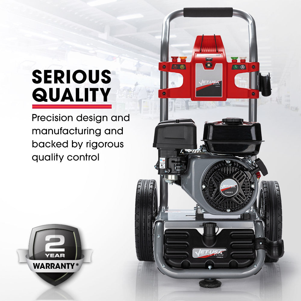 Outdoor Power Equipment: JET-USA 4800PSI Petrol Powered High Pressure Washer, w/ 30m Hose and Drain Cleaner - CX630