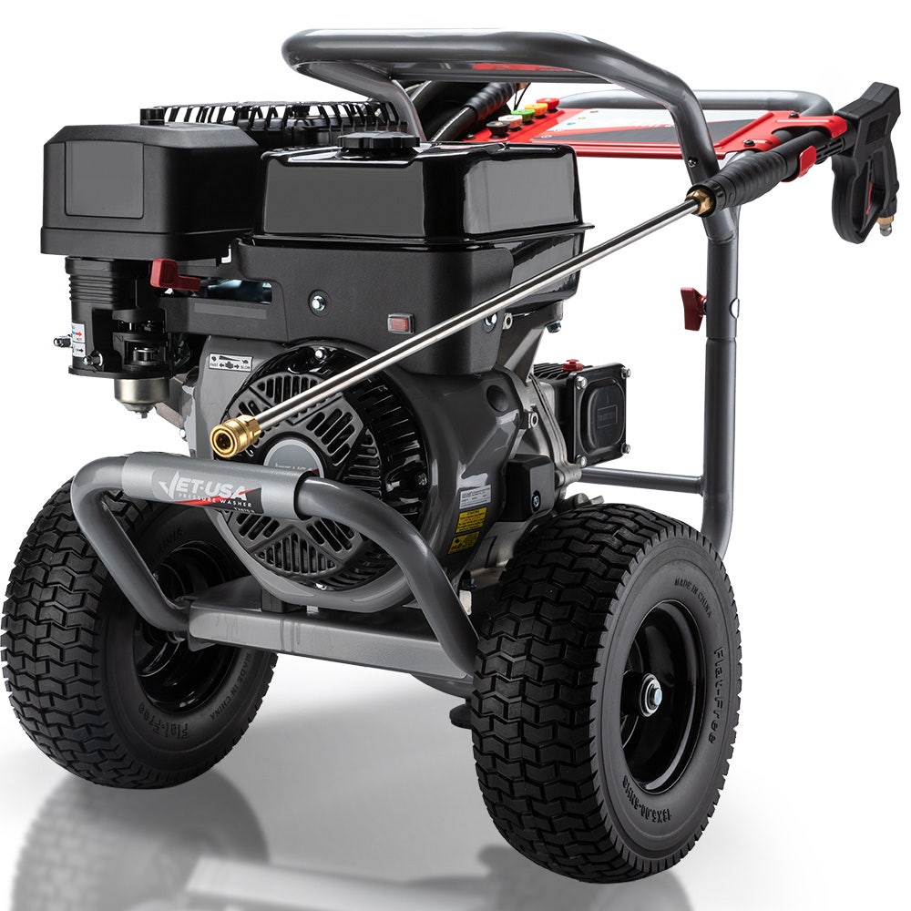 Outdoor Power Equipment: JET-USA 5000PSI Commercial Petrol Powered High Pressure Washer, 15HP 420cc, Italian Made Adjustable AR Pump, 20m Hose - TX870