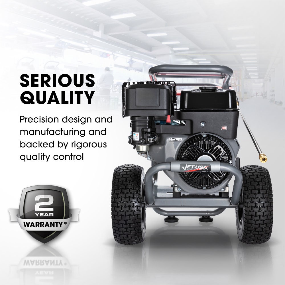 Outdoor Power Equipment: JET-USA 5000PSI Commercial Petrol Powered High Pressure Washer, 15HP 420cc, Italian Made Adjustable AR Pump, 20m Hose - TX870