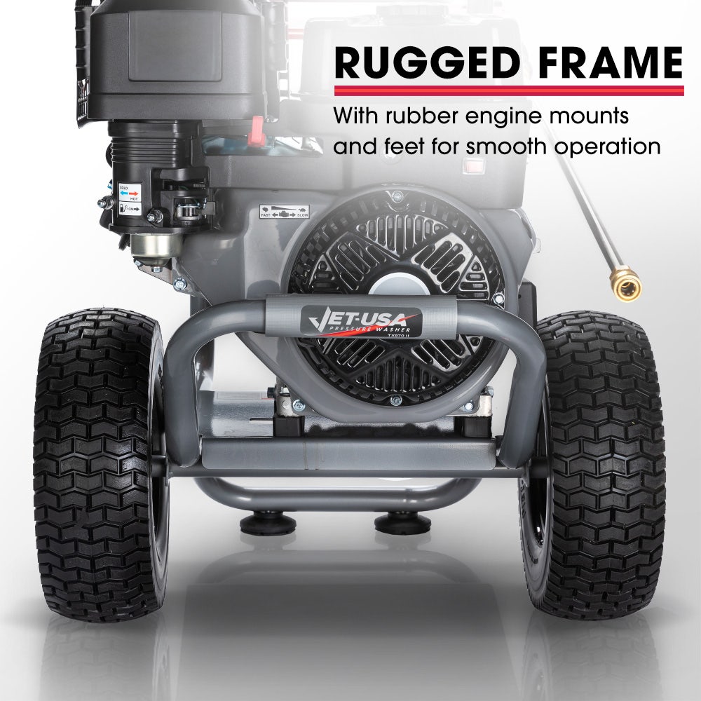 Outdoor Power Equipment: JET-USA 5000PSI Commercial Petrol Powered High Pressure Washer, 15HP 420cc, Italian Made Adjustable AR Pump, 20m Hose - TX870