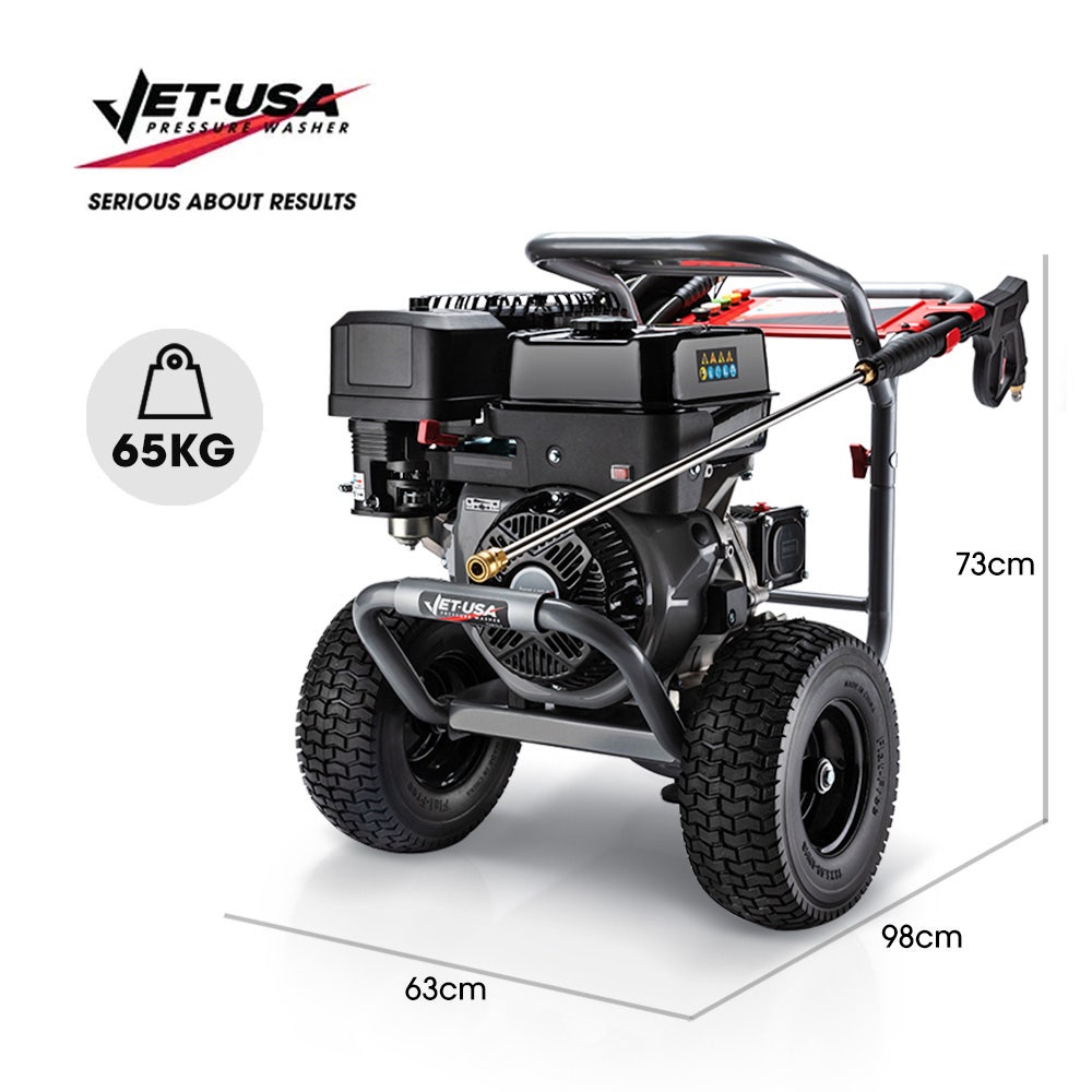 Outdoor Power Equipment: JET-USA 5000PSI Commercial Petrol Powered High Pressure Washer, 15HP 420cc, Italian Made Adjustable AR Pump, 20m Hose - TX870