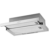 Exhaust Fans: EUROCHEF 60cm Slideout Stainless Steel Rangehood, Quiet 2-Speed, 3-Layer Dishwashable Filters, Halogen Lights ESR60S