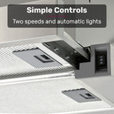 Exhaust Fans: EUROCHEF 60cm Slideout Stainless Steel Rangehood, Quiet 2-Speed, 3-Layer Dishwashable Filters, Halogen Lights ESR60S