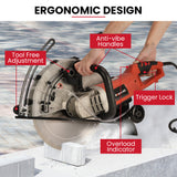 Power Saws: BAUMR-AG 3500W 350mm/14" Electric Concrete Demolition Cut-Off Saw, Wet and Dry Cutting, Diamond Blade, Vacuum Port, 15A Plug