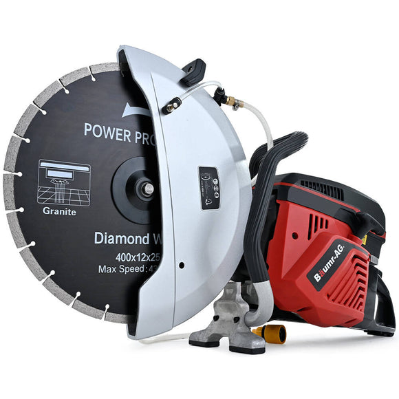 BAUMR-AG 400mm Professional Concrete Demolition Saw 94cc 2-Stroke, Wet and Dry Demo Cutting, 16
