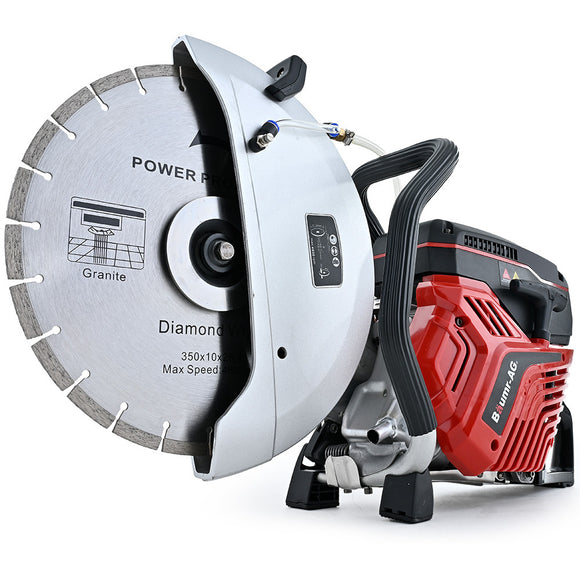BAUMR-AG 350mm Professional Concrete Demolition Saw 74cc 2-Stroke, Wet and Dry Demo Cutting, 14