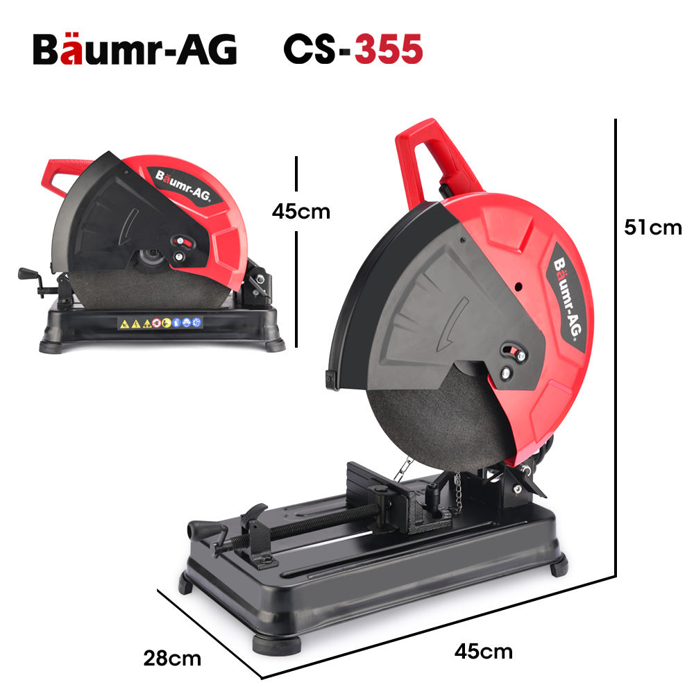 BAUMR-AG 2400W 355mm 14" Abrasive Metal Chop Saw Cut Off Machine, Soft Start, 45 Degree Mitre