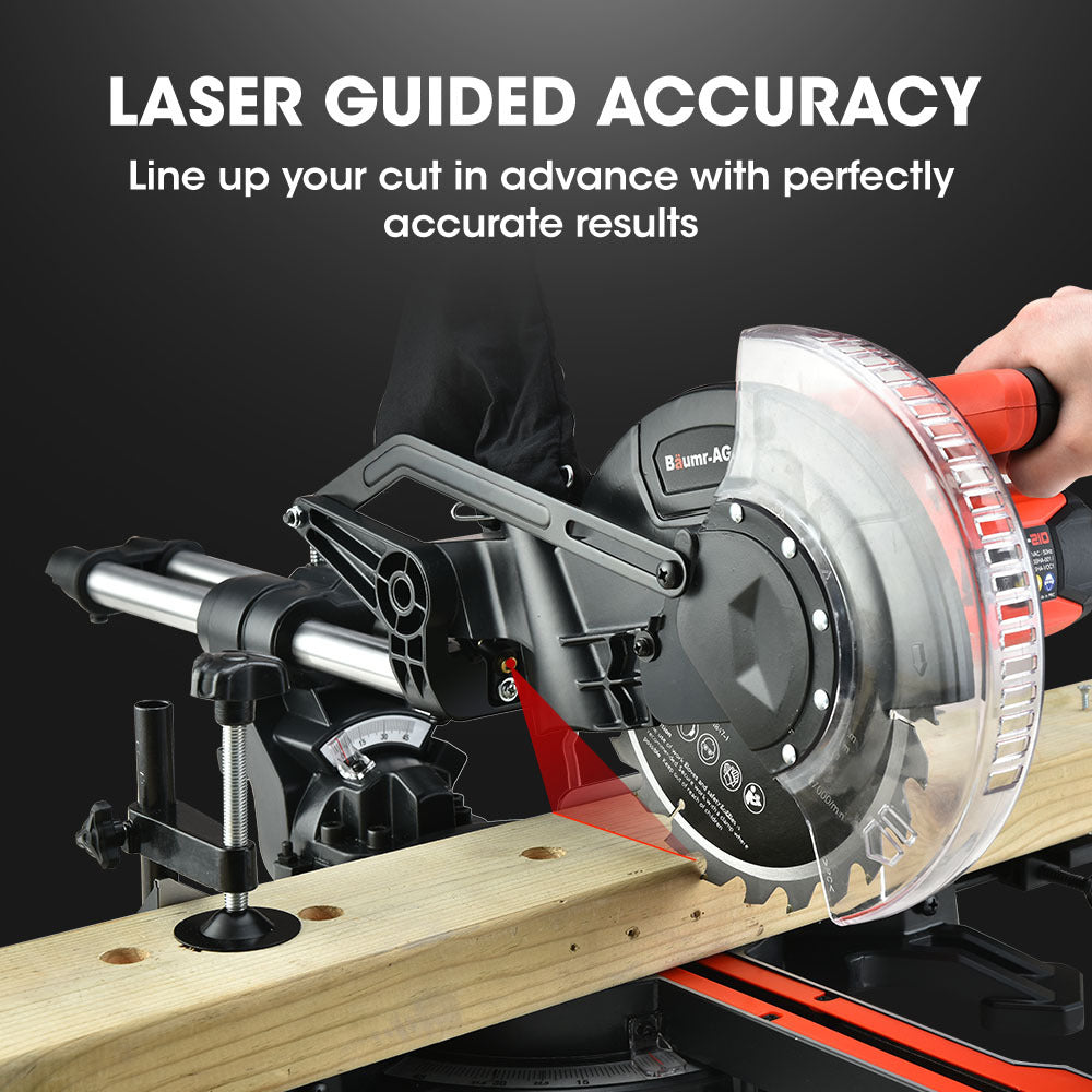 Power Saws: BAUMR-AG 210mm Compound Mitre Saw Dual Bevel Sliding Drop Saws 1500W
