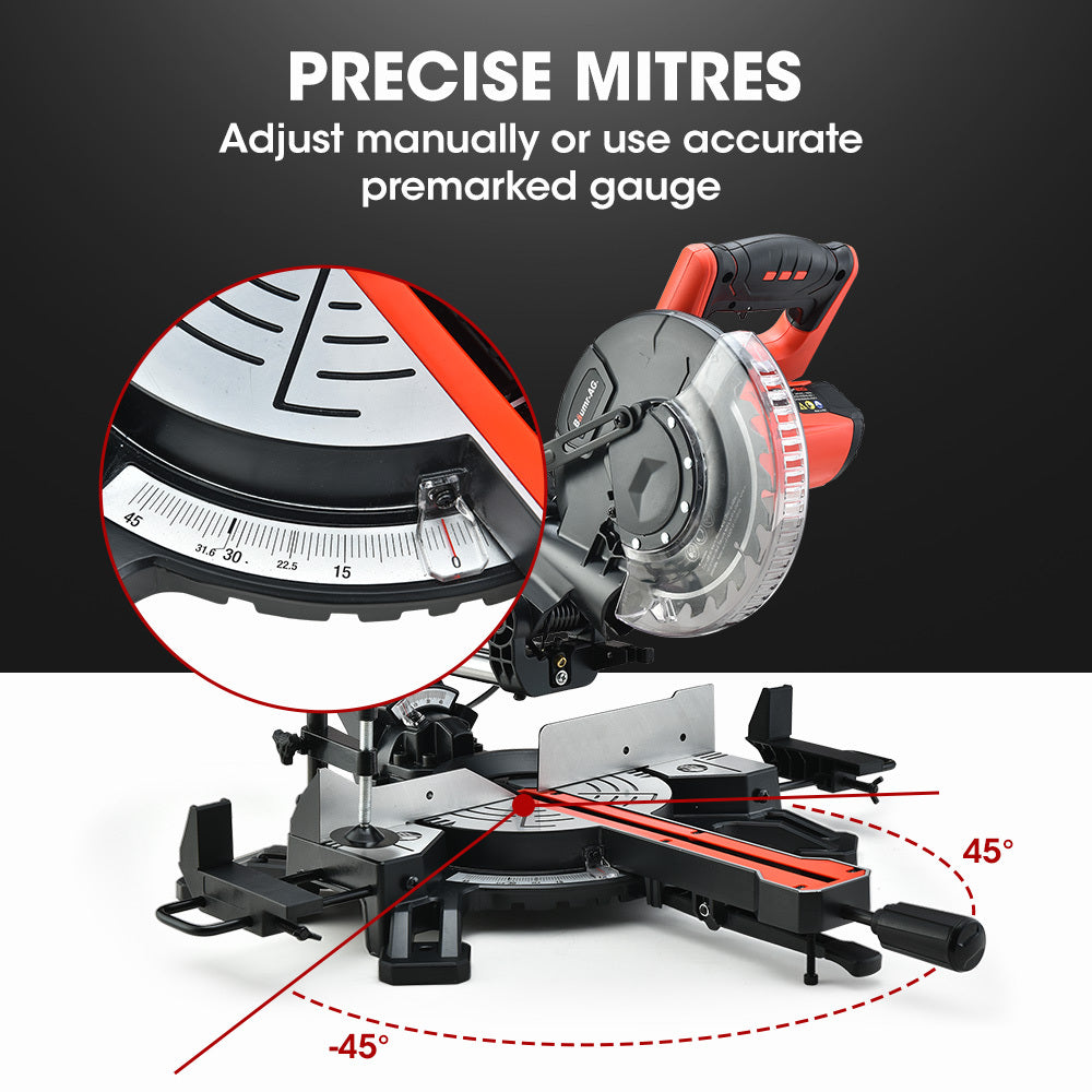 Power Saws: BAUMR-AG 210mm Compound Mitre Saw Dual Bevel Sliding Drop Saws 1500W