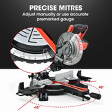 Power Saws: BAUMR-AG 210mm Compound Mitre Saw Dual Bevel Sliding Drop Saws 1500W