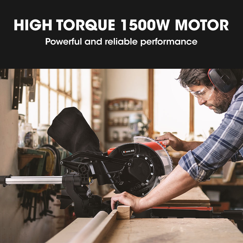Power Saws: BAUMR-AG 210mm Compound Mitre Saw Dual Bevel Sliding Drop Saws 1500W