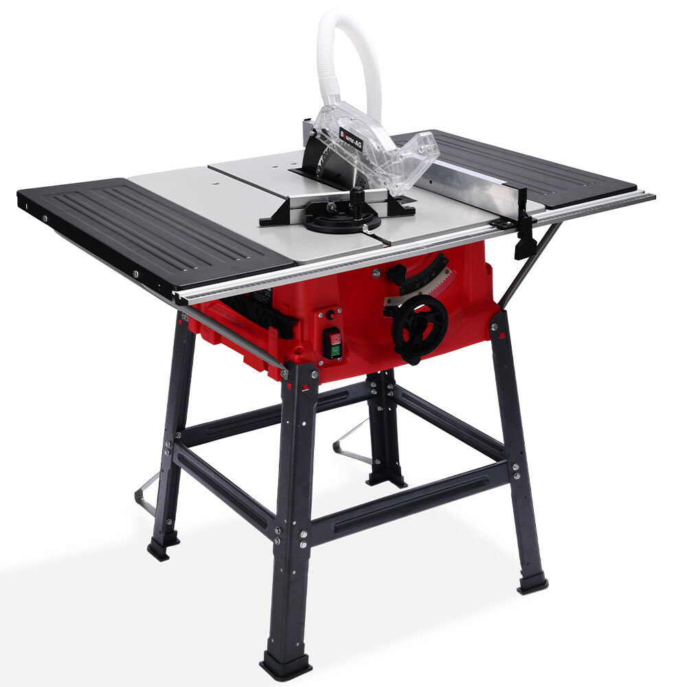 Power Saws: BAUMR-AG 2000W 255mm 10" Compound Table Saw, with Stand, Expandable Worktop, Vacuum Port, 45 Degree Bevel, +/- 45 Degree Mitre, Anti-tip
