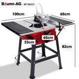 Power Saws: BAUMR-AG 2000W 255mm 10" Compound Table Saw, with Stand, Expandable Worktop, Vacuum Port, 45 Degree Bevel, +/- 45 Degree Mitre, Anti-tip