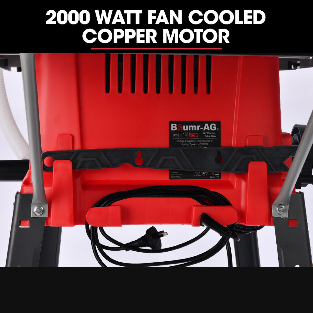 Power Saws: BAUMR-AG 2000W 255mm 10" Compound Table Saw, with Stand, Expandable Worktop, Vacuum Port, 45 Degree Bevel, +/- 45 Degree Mitre, Anti-tip