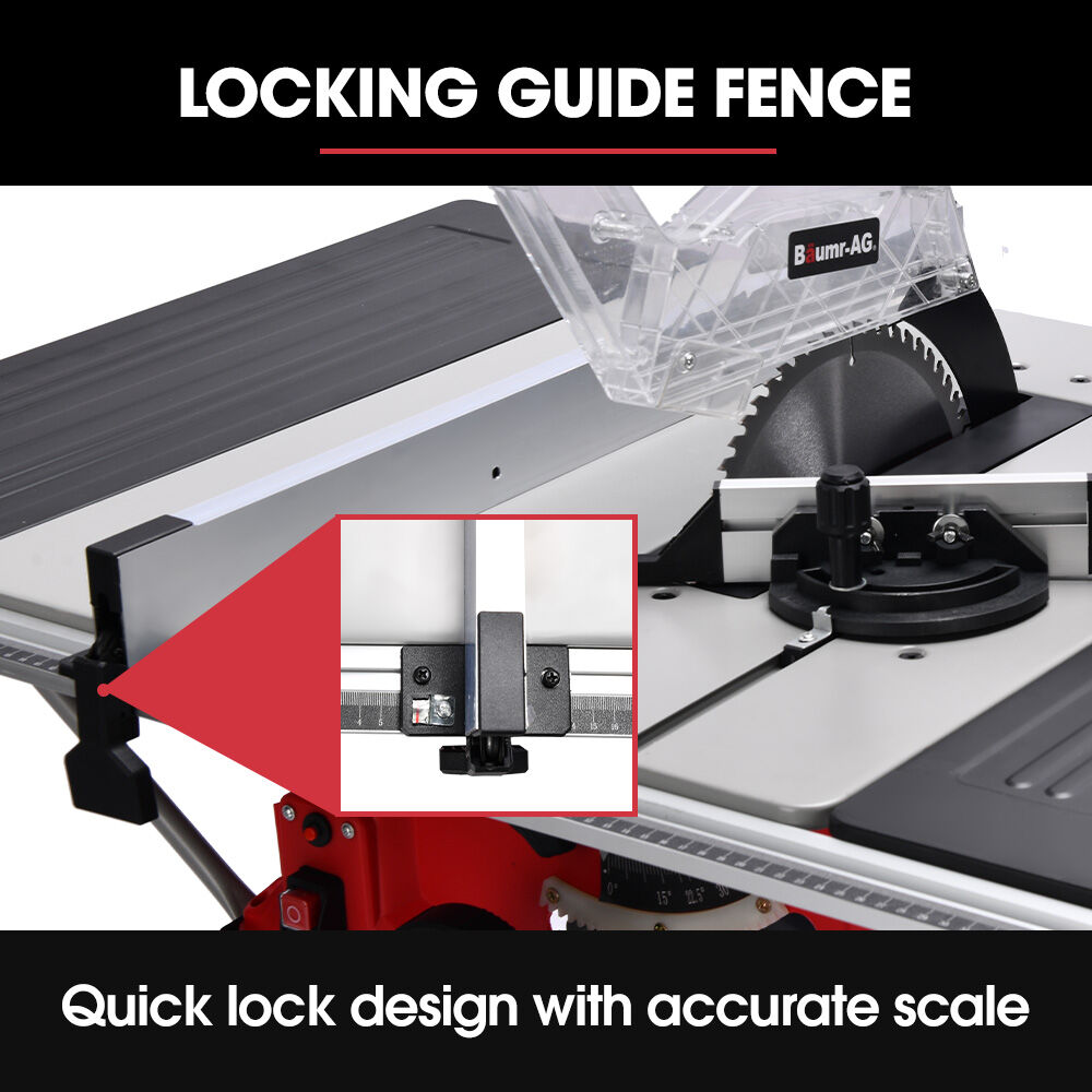 Power Saws: BAUMR-AG 2000W 255mm 10" Compound Table Saw, with Stand, Expandable Worktop, Vacuum Port, 45 Degree Bevel, +/- 45 Degree Mitre, Anti-tip