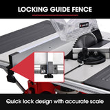 Power Saws: BAUMR-AG 2000W 255mm 10" Compound Table Saw, with Stand, Expandable Worktop, Vacuum Port, 45 Degree Bevel, +/- 45 Degree Mitre, Anti-tip