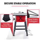 Power Saws: BAUMR-AG 2000W 255mm 10" Compound Table Saw, with Stand, Expandable Worktop, Vacuum Port, 45 Degree Bevel, +/- 45 Degree Mitre, Anti-tip