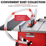Power Saws: BAUMR-AG 2000W 255mm 10" Compound Table Saw, with Stand, Expandable Worktop, Vacuum Port, 45 Degree Bevel, +/- 45 Degree Mitre, Anti-tip