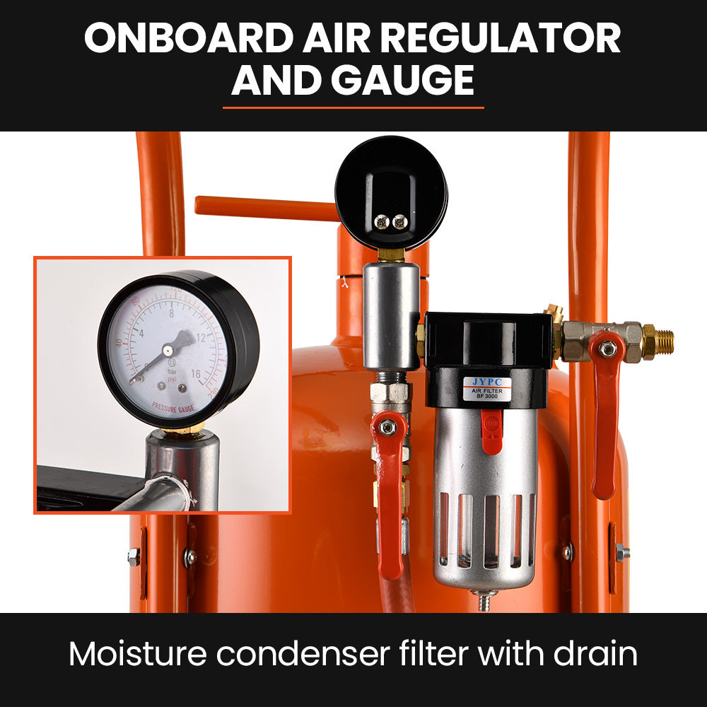 Automotive Repair & Speciality Tools: UNIMAC 38L Sandblasting Tank, Pressurised Design with Sandblast Gun Set with Hose