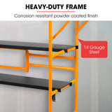 Ladders & Scaffolding: BAUMR-AG Mobile Scaffold Platform, 226kg Load, Steel Frame, Dual Height, Folding for easy Transport and Storage, Locking Castors, Tool Tray