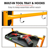 Ladders & Scaffolding: BAUMR-AG Mobile Scaffold Platform, 226kg Load, Steel Frame, Dual Height, Folding for easy Transport and Storage, Locking Castors, Tool Tray