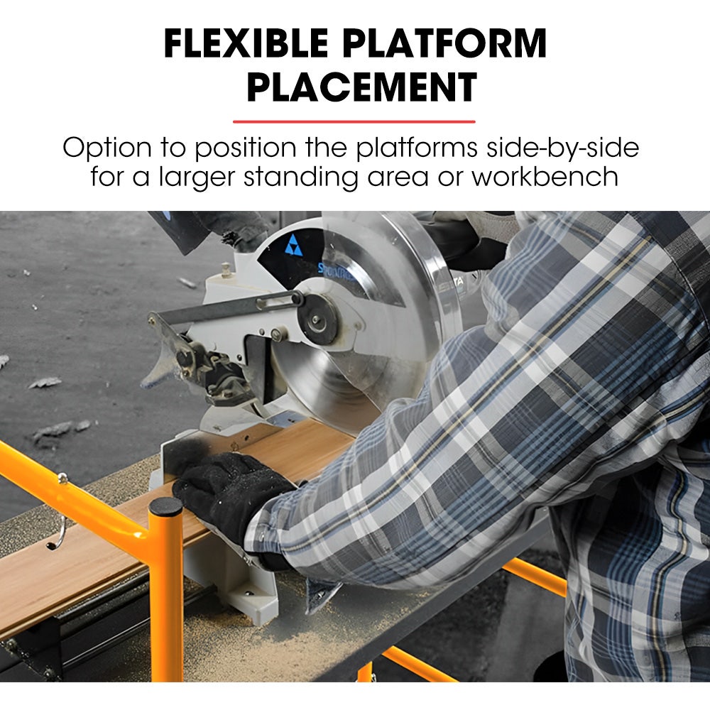 Ladders & Scaffolding: BAUMR-AG Mobile Scaffold Platform, 226kg Load, Steel Frame, Dual Height, Folding for easy Transport and Storage, Locking Castors, Tool Tray