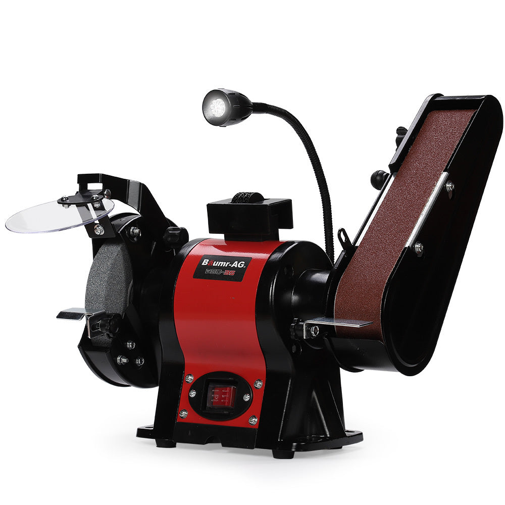 Sanders: BAUMR-AG Bench Grinder and Belt Sander Combo, 150mm Grinding Disc, 50 x 686mm Linisher, Brushless Motor, Worklight