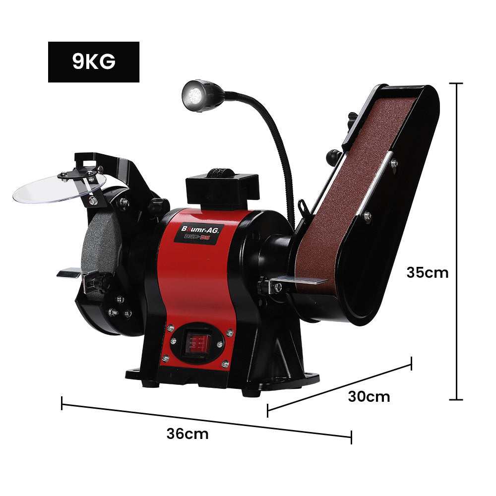 Sanders: BAUMR-AG Bench Grinder and Belt Sander Combo, 150mm Grinding Disc, 50 x 686mm Linisher, Brushless Motor, Worklight