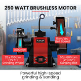 Sanders: BAUMR-AG Bench Grinder and Belt Sander Combo, 150mm Grinding Disc, 50 x 686mm Linisher, Brushless Motor, Worklight