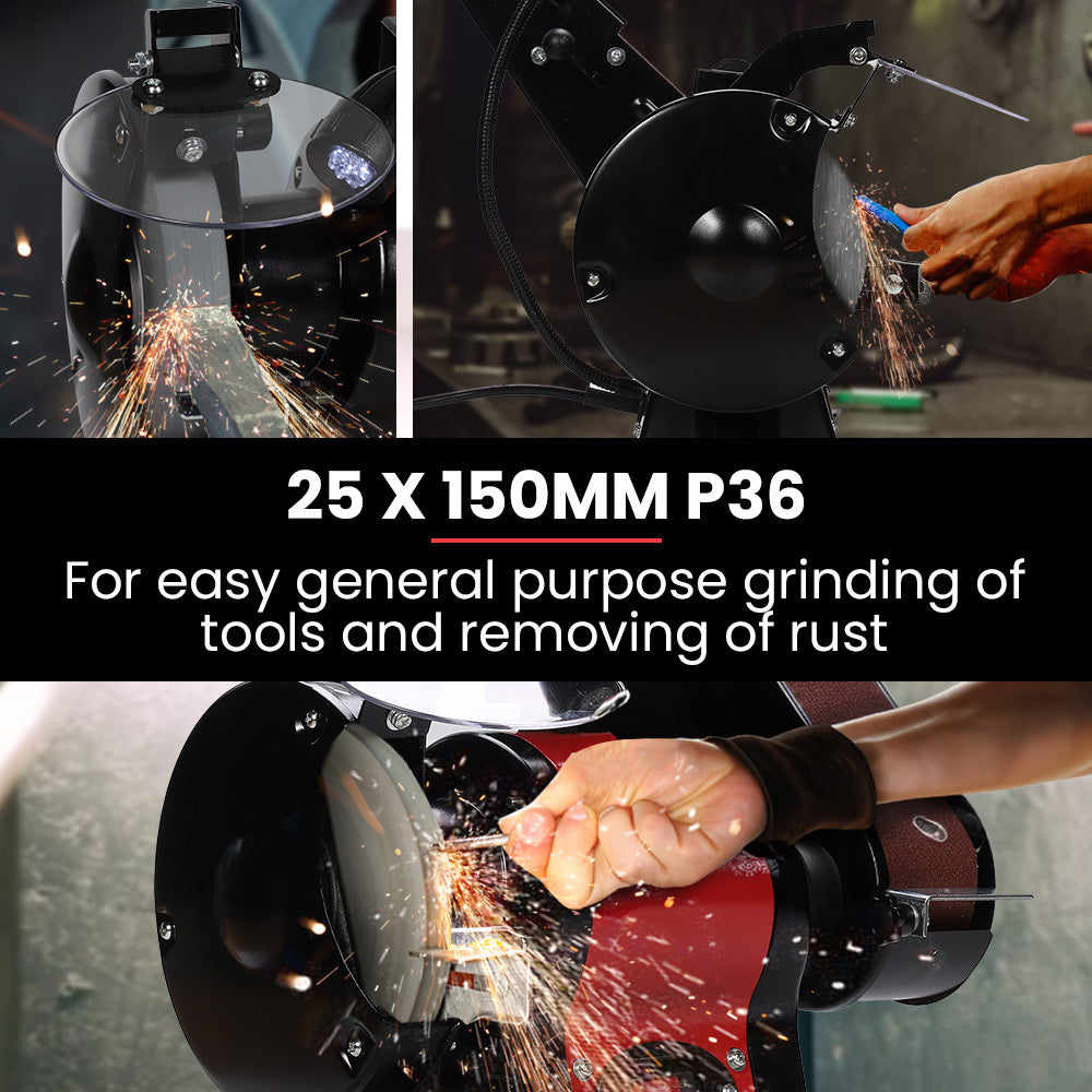 Sanders: BAUMR-AG Bench Grinder and Belt Sander Combo, 150mm Grinding Disc, 50 x 686mm Linisher, Brushless Motor, Worklight