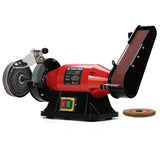 Sanders: BAUMR-AG Bench Grinder Sander and Polisher Combo, 150mm Grinding Wheel, 50mm Linisher, 520W Brushless Motor, w/ Wire and Buffing Wheels