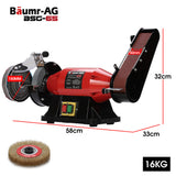 Sanders: BAUMR-AG Bench Grinder Sander and Polisher Combo, 150mm Grinding Wheel, 50mm Linisher, 520W Brushless Motor, w/ Wire and Buffing Wheels