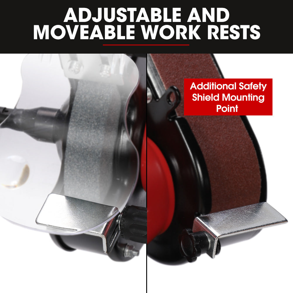 Sanders: BAUMR-AG Bench Grinder Sander and Polisher Combo, 150mm Grinding Wheel, 50mm Linisher, 520W Brushless Motor, w/ Wire and Buffing Wheels