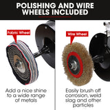 Sanders: BAUMR-AG Bench Grinder Sander and Polisher Combo, 150mm Grinding Wheel, 50mm Linisher, 520W Brushless Motor, w/ Wire and Buffing Wheels