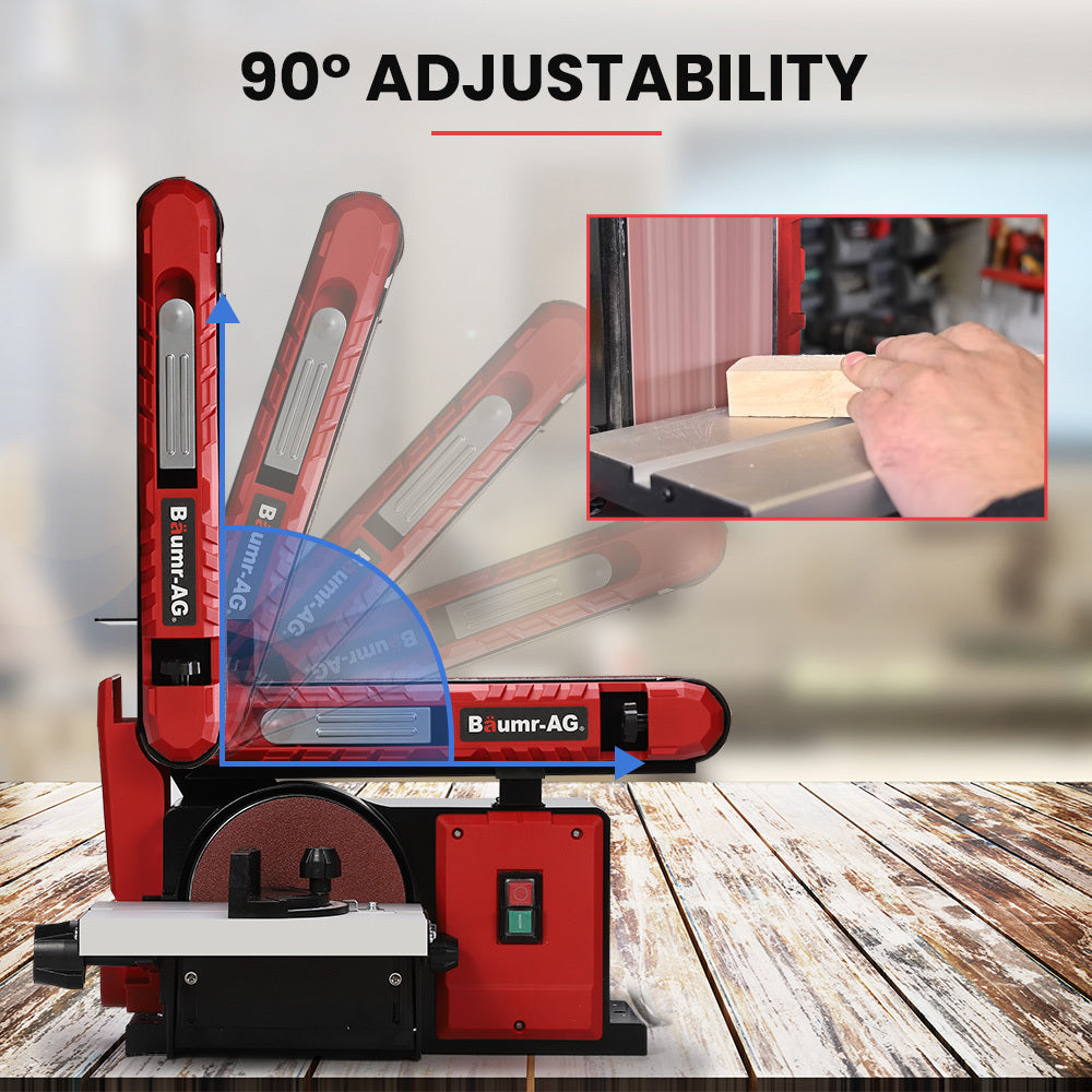 Sanders: BAUMR-AG Bench Belt and Disc Sander Combo, 100mm Linisher + 150mm Disc, S1 Rated 400W Brushless Motor, Horizontal & Vertical Sanding