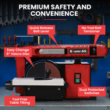 Sanders: BAUMR-AG Bench Belt and Disc Sander Combo, 100mm Linisher + 150mm Disc, S1 Rated 400W Brushless Motor, Horizontal & Vertical Sanding