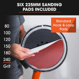 Sanders: Unimac 225mm 750W Telescopic Long Reach Dry Wall Sander Kit, Foldable, Vacuum System, LED Worklight, 6x Sanding Discs
