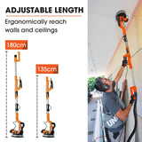 Sanders: Unimac 225mm 750W Telescopic Long Reach Dry Wall Sander Kit, Foldable, Vacuum System, LED Worklight, 6x Sanding Discs