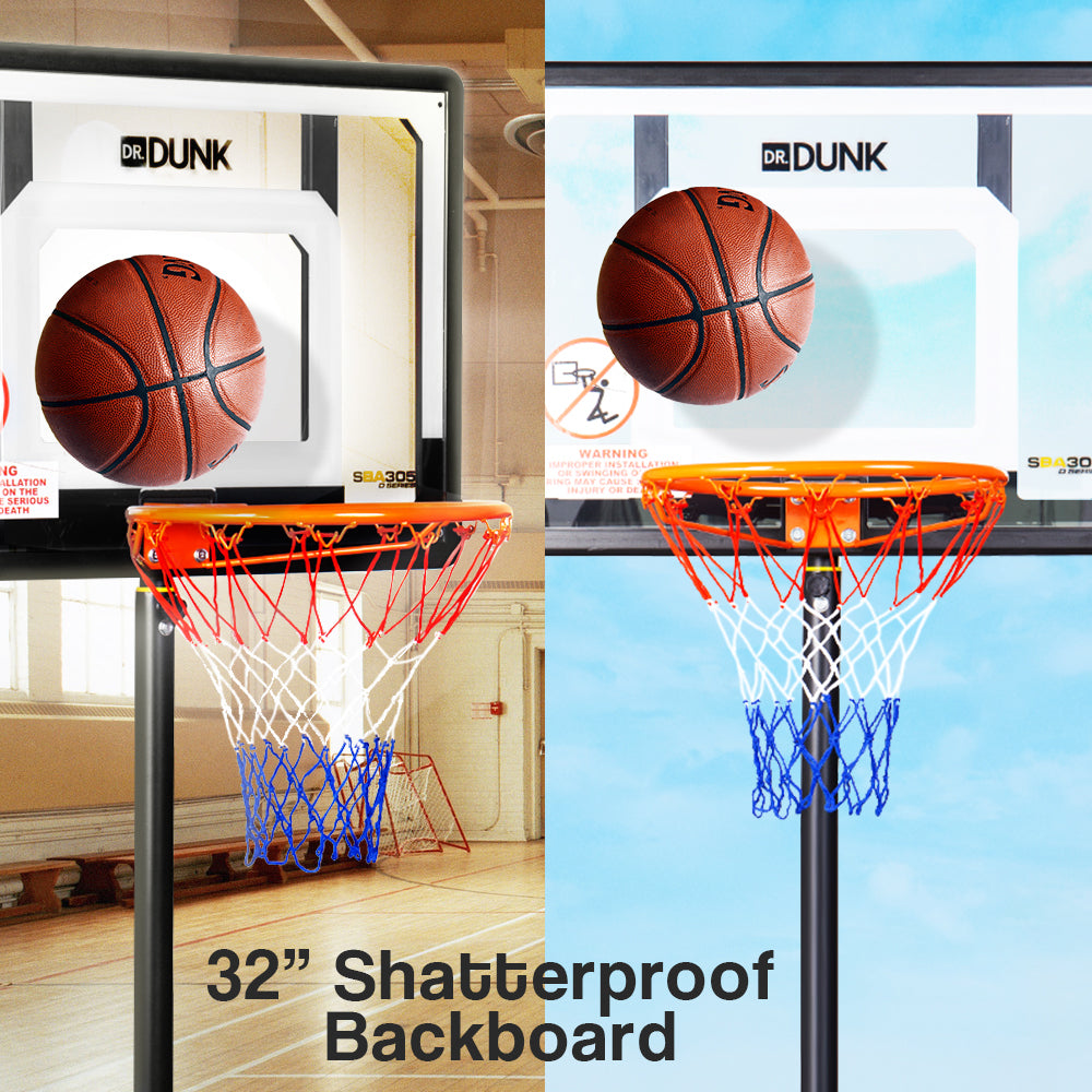 Basketball & Basketball Accessories: Dr.Dunk Adjustable Basketball Stand System Kids Hoop Portable Height Rim Ring