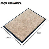 EQUIPMED 60x85cm Non-Slip Indoor Rug Floor Mat Beige, Poly Fiber Cut Loop Pile, High Density Base, Anti-Trip Edging