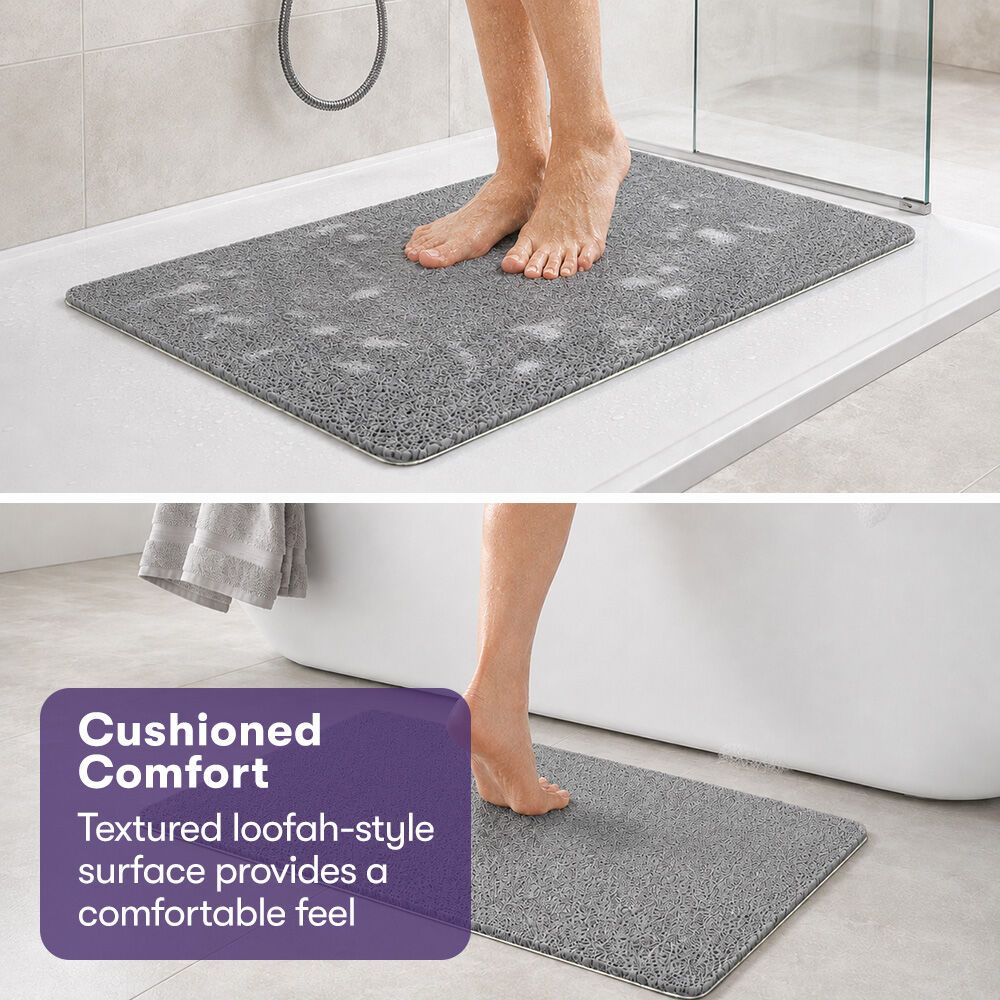 EQUIPMED Washable PVC Anti-Slip Loofah Bath and Shower Mat