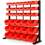 Tool Cabinets: BAUMR-AG 39 Parts Bin Rack Storage System Floor Mount - Red