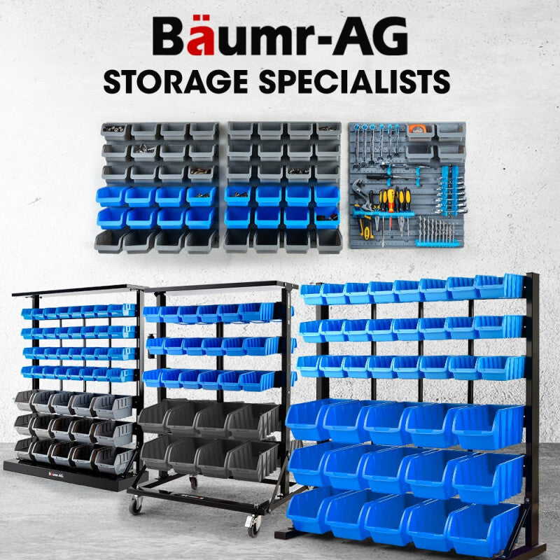Tool Cabinets: BAUMR-AG 39 Parts Bin Rack Storage System Floor Mount - Red