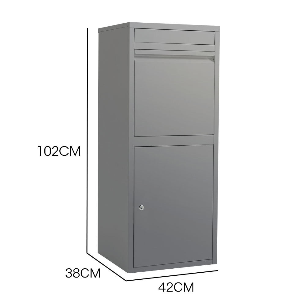 Storage Boxes: FORTIA Freestanding Parcel Post Box Letterbox, Letter Slot, Woodland Grey