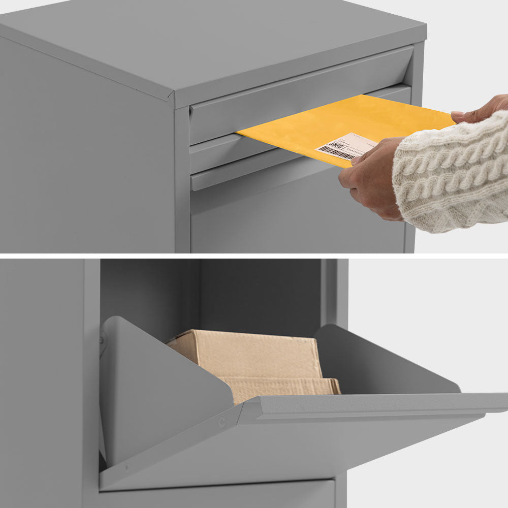 Storage Boxes: FORTIA Freestanding Parcel Post Box Letterbox, Letter Slot, Woodland Grey