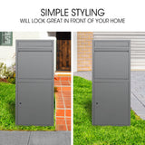 Storage Boxes: FORTIA Freestanding Parcel Post Box Letterbox, Letter Slot, Woodland Grey